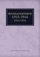 Announcement. 1915-1916, College of Physicians and Surgeons of Ontario 