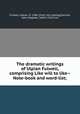 The dramatic writings of Ulpian Fulwell, comprising Like will to like--Note-book and word-list;, Fulwell, Ulpian, fl. 1586. [from old catalog],Farmer, John Stephen, 1845?-1915? ed 