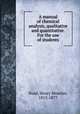 A manual of chemical analysis, qualitative and quantitative. For the use of students, Noad, Henry Minchin, 1815-1877 