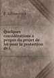 Quelques considerations a propos du projet de loi pour la protection de l ., F. Silvercruys 