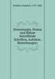 Dramaturgie, Drama und Buhne betreffende Schriften, Aufsatze, Bemerkungen;, Schiller, Friedrich, 1759-1805 