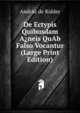 De Ectypis Quibusdam A?neis QuAb Falso Vocantur (Large Print Edition), AndrAc de Ridder 