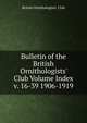 Bulletin of the British Ornithologists' Club Volume Index v. 16-39 1906-1919, British Ornithologists' Club 