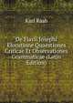 De Flavii Josephi Elocutione Quaestiones Criticae Et Observationes Grammaticae (Latin Edition), Karl Raab 