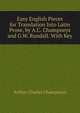 Easy English Pieces for Translation Into Latin Prose, by A.C. Champneys and G.W. Rundall. With Key, Arthur Charles Champneys 