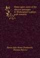 Notes upon some of the obscure passages in Shakespeare