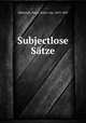 Subjectlose Satze, Miklosich, Franz, Ritter von, 1813-1891 