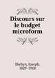 Discours sur le budget microform, Shehyn, Joseph, 1829-1918 