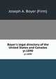 Boyer`s legal directory of the United States and Canadas. yr.1890, Joseph A. Boyer (Firm) 