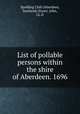 List of pollable persons within the shire of Aberdeen. 1696, Spalding Club (Aberdeen, Scotland),Stuart, John, LL.D 