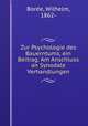 Zur Psychologie des Bauerntums, ein Beitrag. Am Anschluss an Synodale Verhandlungen, Wilhelm Boree 