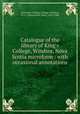 Catalogue of the library of King