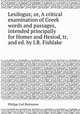 Lexilogus; or, A critical examination of Greek words and passages, intended principally for Homer and Hesiod, tr. and ed. by J.R. Fishlake, Philipp Carl Buttmann 