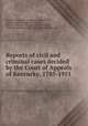 Reports of civil and criminal cases decided by the Court of Appeals of Kentucky, 1785-1951, By Kentucky. Court of Appeals, James Hughes, Achilles Sneed, George Minos Bibb, Martin D. Hardin, Alexander Keith Marshall, William Littell, Kentucky (District). Supreme Court 