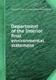 Department of the Interior final environmental statement, By United States. Bureau of Land Management 