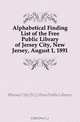 Alphabetical Finding List of the Free Public Library of Jersey City, New Jersey, August 1, 1891, Free Public Library of Jersey City 