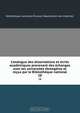 Catalogue des dissertations et ecrits academiques provenant des echanges avec les universites etrangeres et recus par le Bibliotheque national, 
