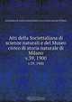 Atti della Societtaliana di scienze naturali e del Museo civico di storia naturale di Milano, Societtaliana di scienze naturali 