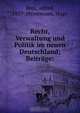 Recht, Verwaltung und Politik im neuen Deutschland; Beitrage:, Alfred Bozi 