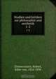 Studien und kritiken zur philosophie und aesthetik, Robert Zimmermann 