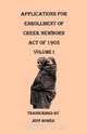 Applications for Enrollment of Creek Newborn Act of 1905. Volume I, 