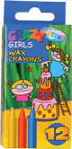 Мелки восковые 12 цветов Crazy Girls, 