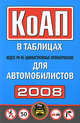 КоАП для автомобилистов в таблицах 2008, 
