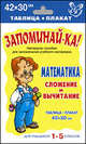 Запоминай-ка! Математика. Сложение и вычитание. Для учащихся 1-5 классов: Нагладное пособие для запоминания учебного материала. Таблица-плакат 42х30 см., 