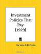 Investment Policies That Pay, Ray Vance, B. C. Forbes 